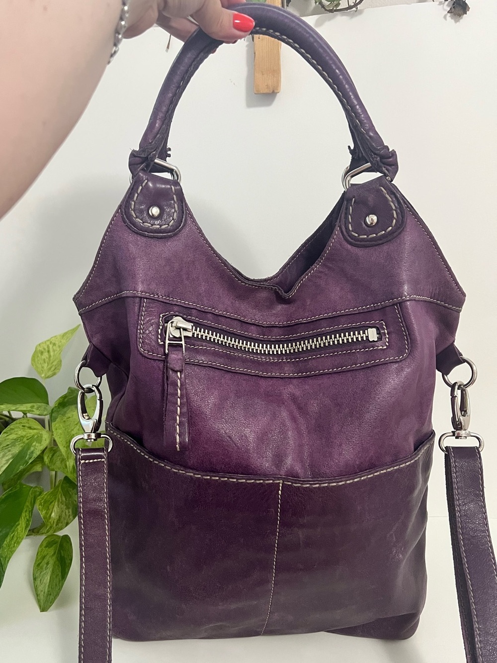 Rare Vintage ROOTS Purple Lauren Leather Bag 🦫
